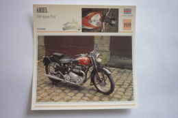 Sports Moto - Carte Fiche Technique Moto - Ariel 1000 Square Four - Tourisme -1939 ( Description Au Dos - Moto Sport