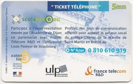 Ticket FT Non Référencé - FACTICE - NEUF - Scolabureau - Collège Olivier De La Marche St Martin          5mn    RARE - Billetes FT