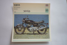 Transports - Sports Moto-carte Fiche Technique Moto - Norton 850 Commando Interstate - Sport -1974 ( Description Au Dos - Sport Moto