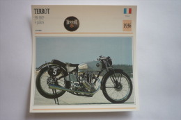 Transports - Sports Moto-carte Fiche Technique Moto - Terrot 350 Hcp 4 Paliers - Course -1936 ( Description Au Dos - Moto Sport