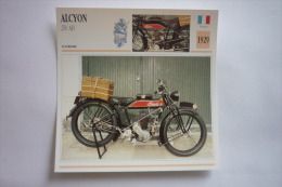 Transports - Sports Moto-carte Fiche Technique Moto - Alcyon 250 Ah - Tourisme -1929 ( Description Au Dos - Sport Moto