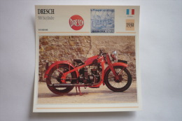Transports - Sports Moto-carte Fiche Technique Moto - Dresch 500 Bicylindre - Tourisme -1930 ( Description Au Dos - Motociclismo