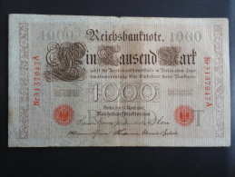 1910 A - 21 Avril 1910 - Billet 1000 Mark - Allemagne - Série A : N° 3137947 A - ReichsBanknote Deutschland Germany - 1.000 Mark