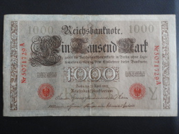 1910 A - 21 Avril 1910 - Billet 1000 Mark - Allemagne - Série A : N° 5071729 A - ReichsBanknote Deutschland Germany - 1000 Mark