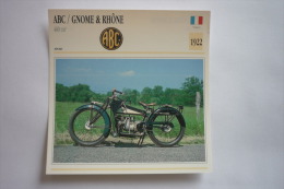 Transports - Sports Moto-carte Fiche Technique Moto - Abc / Gnome&rhone 400 Cm3 - Sport -1922 ( Description Au Dos - Motorcycle Sport