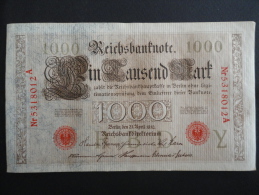 1910 A - 21 Avril 1910 - Billet 1000 Mark - Allemagne - Série A : N° 5318012 A - ReichsBanknote Deutschland Germany - 1000 Mark