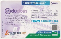 Ticket FT Non Référencé  -  NEUF   -    EDUDOM    -  Collège François Broussais De Dinan  -          5mn    RARE - Biglietti FT