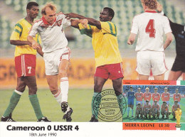 Cartolina Italia 1990 Con Francobollo Sierra Leone -  Camerun-Russia 0-4 - 1990 – Italien