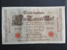 1910 A - 21 Avril 1910 - Billet 1000 Mark - Allemagne - Série A : N° 5318024 A - ReichsBanknote Deutschland Germany - 1000 Mark