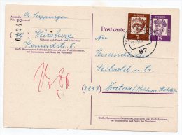 Entier Postal 8 Pf Sur " Postkarte " + Timbre 7 Pf 1963 - Deutsche Bundespost - RFA - Cartoline - Usati