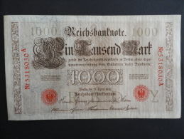 1910 A - 21 Avril 1910 - Billet 1000 Mark - Allemagne - Série A : N° 5318030 A - ReichsBanknote Deutschland Germany - 1000 Mark