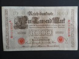 1910 A - 21 Avril 1910 - Billet 1000 Mark - Allemagne - Série A : N° 5318030 A - ReichsBanknote Deutschland Germany - 1.000 Mark