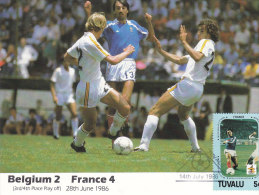 Cartolina Messico 1986 Con Francobollo Tuvalu - Belgio-Francia 2-4 (Finale 3 E 4 Posto) - 1986 – Mexico