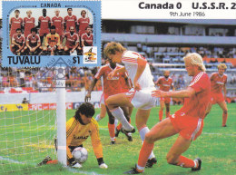 Cartolina Messico 1986 Con Francobollo Tuvalu -  Canada-Russia 0-2 - 1986 – Mexico