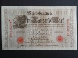 1910 A - 21 Avril 1910 - Billet 1000 Mark - Allemagne - Série A : N° 5318036 A - ReichsBanknote Deutschland Germany - 1.000 Mark