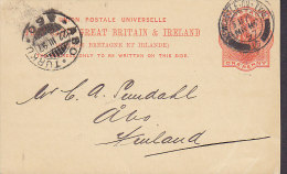 Great Britain UPU Postal Stationery Ganzsache Entier 1 P Queen Victoria NEWCASTLE-ON-TYNE 1894 ÅBO Finland (2 Scans) - Stamped Stationery, Airletters & Aerogrammes