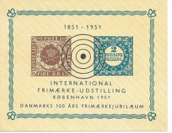 1851--1951. MIN.SHEET. INTERNATIONAL  STAMP EXHIBITION .DENMARK - Blocs-feuillets