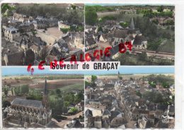 18 -   GRACAY - PLACE DU MARCHE  EGLISE ROMANE -NOTRE DAME DE GRACAY- VUE GENERALE AERIENNE LAPIE - Graçay