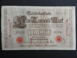1910 A - 21 Avril 1910 - Billet 1000 Mark - Allemagne - Série A : N° 5318042 A - ReichsBanknote Deutschland Germany - 1000 Mark