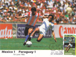Cartolina Messico 1986 Con Francobollo  St. Vincent -   Messico-Paraguay 1-1 - 1986 – Mexico