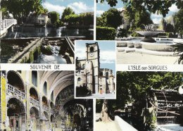 L´ISLE Sur SORGUES -- Souvenir De -- (Vaucluse) - CPSM - 5 Vues : Jardin Public, Clocher église, Moulins à Eaux - 1967 - L'Isle Sur Sorgue