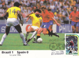 Cartolina Messico 1986 Con Francobollo  St. Vincent -   Brasile-Spagna 1-0 - 1986 – Mexico