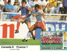 Cartolina Messico 1986 Con Francobollo Grenadines Of St. Vincent -  Canada-Francia  0-1 - 1986 – Mexico