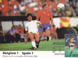 Cartolina Messico 1986 Con Francobollo Grenadines Of St. Vincent -  Belgio-Spagna 1-1 (Belgio 5-4 Dopo Calci Di Rigori) - 1986 – Mexico
