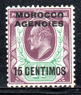 Morocco Agencies - 1907 KEVII 15c (*) # SG 114a - Bureaux Au Maroc / Tanger (...-1958)