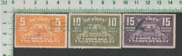 CanadaCanada Tax Stamp, Timbre Taxe - Quebec1934-39 Chomages Les Trois Timbres QU1,2,3 - Fiscales