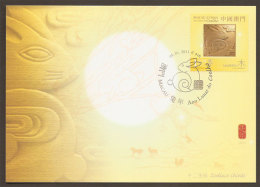 Macau Lapin De Bois Année Lunaire Carte Maximum 2011 Macao Wood Rabbit Lunar Year Maxicard - Astrology