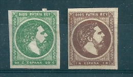 Spain 1875 Edifil 160-1 50c Small Paper Crease MM* - Unused Stamps