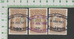 Quebec Registered Coat Of Arms 2 X 10 Cents & 1 X50 Cents QR30, QR30, QR 33 - Fiscales