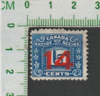 1934-48 Quebec Excise ( FX-116 Overprints 14 On 15 Cents ) Used  No Cancel No Gum - Fiscaux