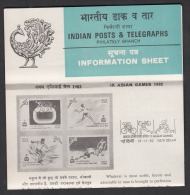 INDIA,1982 ,9th Asian Games, Set, 4 V, Folder - Brieven En Documenten