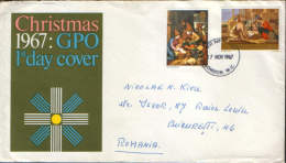Great Britain - FDC 1967 Circulated From Romania At Bucharest - Christmas - 2/scans - 1952-1971 Em. Prédécimales