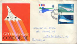 Great Britain - FDC 1969 Circulated From Romania- The First Flight Of The Aircraft "Concorde" On March 2,1969 - 2/scans - 1952-1971 Em. Prédécimales