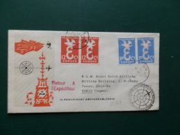 38/317     1°  VLUCHT  KLM 1958  JAPAN  VIA POOLROUTE - Airmail