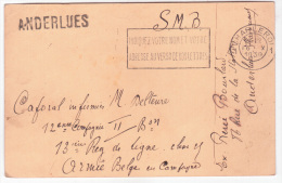 Carte SM CHARLEROI/16.X/1939 + Origine Griffe  "ANDERLUES" Pour BPS - Guerre 40-45 (Lettres & Documents)