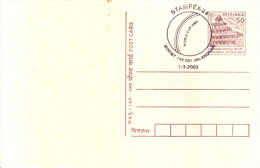 India Post Card With Special Cancellation - 01.03.2003 - Stampex-24, Jalandhar - Storia Postale