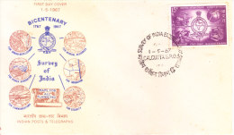 India First Day Cover 01.05.1967 - Survey Of India Bicentenary - Covers & Documents