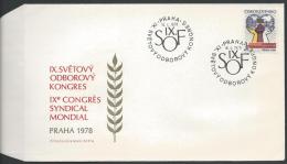 Czechoslovakia Catched FDC Special Cover World Trade Union Congres Globe - FDC