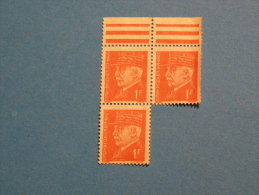 BLOC DE 3 TIMBRES 1 F PETAIN - 1941-42 Pétain