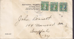 Canada NATIONAL REVENUE Customs And Excise FORT ERIE Ontario 1935 Cover Lettre To BUFFALO New York United States 2 Scans - Covers & Documents