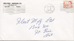 Canada IRISH BROS., FORT ERIE Ontario 1970 Cover Lettre Locally Sent QEII. 2-Sided Perf. Stamp - Lettres & Documents