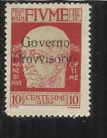 FIUME OCCUPAZIONE ITALIANA 1921 EFFIGIE D´ANNUNZIO 10 CENT. SENZA TRATTINO MLH - Fiume