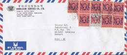Hong Kong Airmail Par Avion WIMBLEDON SERVICES Co. Ltd., HONG KONG 1987 Cover Brief To AABENRAA Denmark - Cartas & Documentos