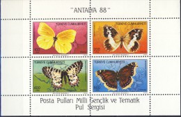 ##O238. Turkey 1988. Butterflies. Michel Block 26. MNH(**) - Blokken & Velletjes