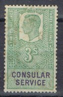 Sello Fiscal, CONSULAR Service, Gran Bretaña, 3 Shilling º - Revenue Stamps