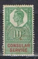 Sello Fiscal, CONSULAR Service, Gran Bretaña, 10 Shilling º - Revenue Stamps